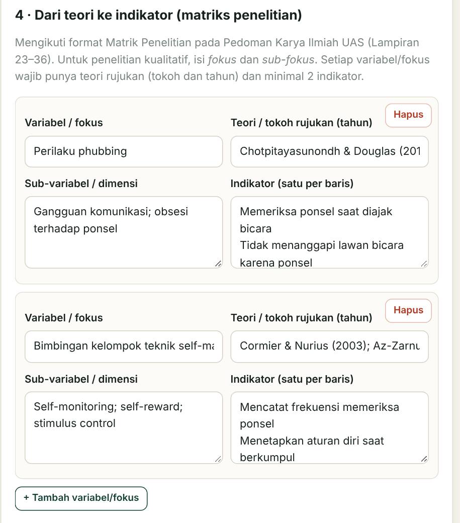 Tangkapan layar matriks