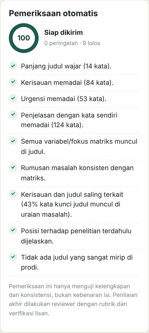 Tangkapan layar  cek lolos